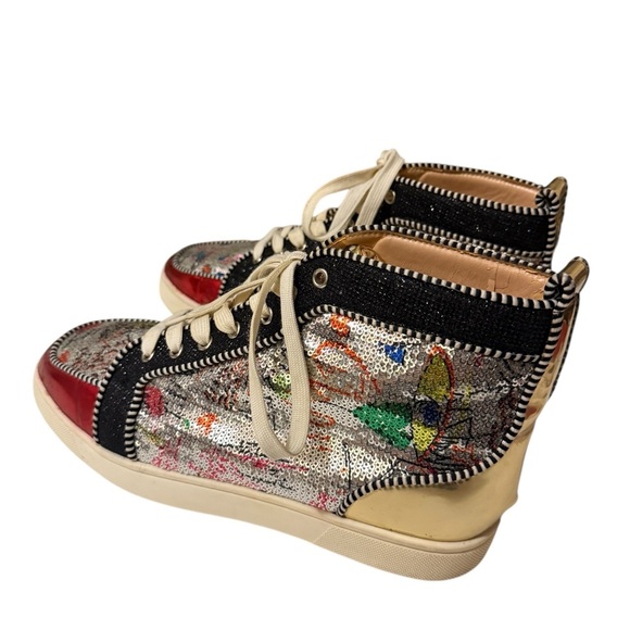 Christian Louboutin,Shoes Multicolor Sequin HighTop Sneakers, some sign of wear - Picture 7 of 14